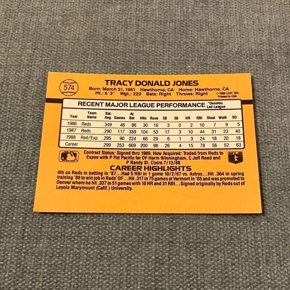 1989 Donruss Montreal Expos Baseball Card Trading Card